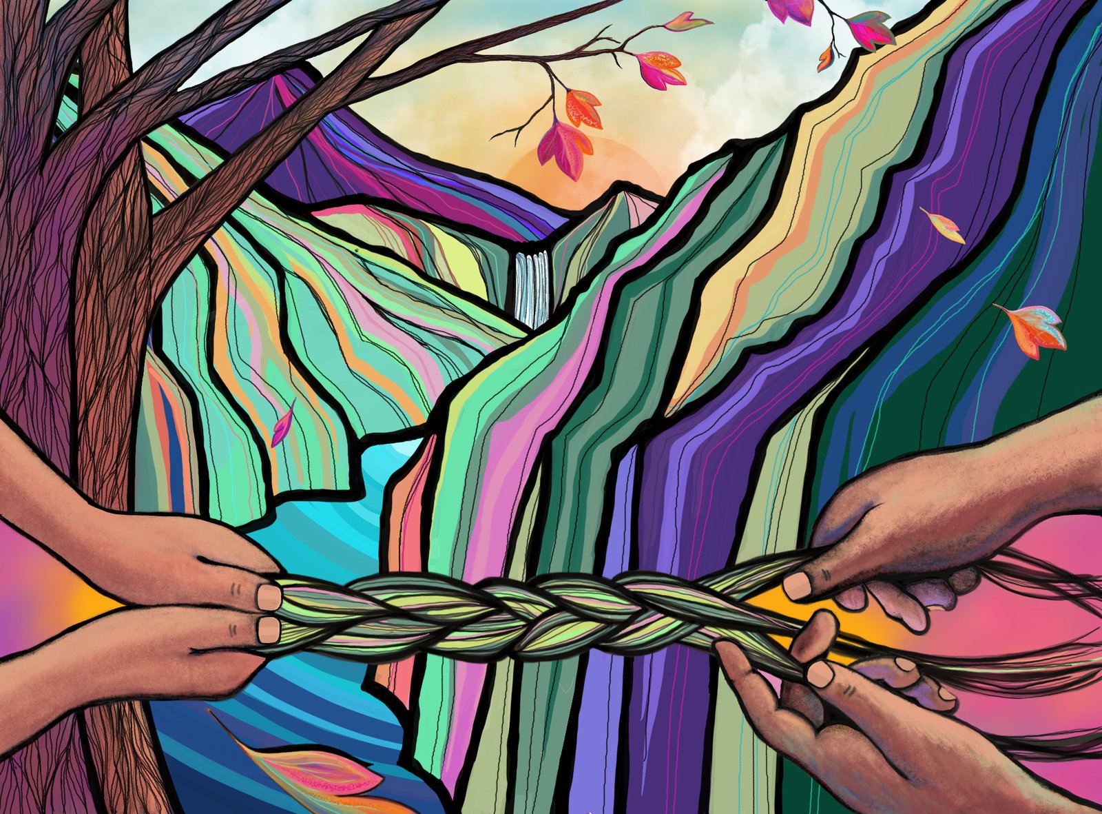 Braiding Sweetgrass, digital art